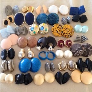 Vintage 35 Pair Earrings Clip On Variety Pack Rare Collection